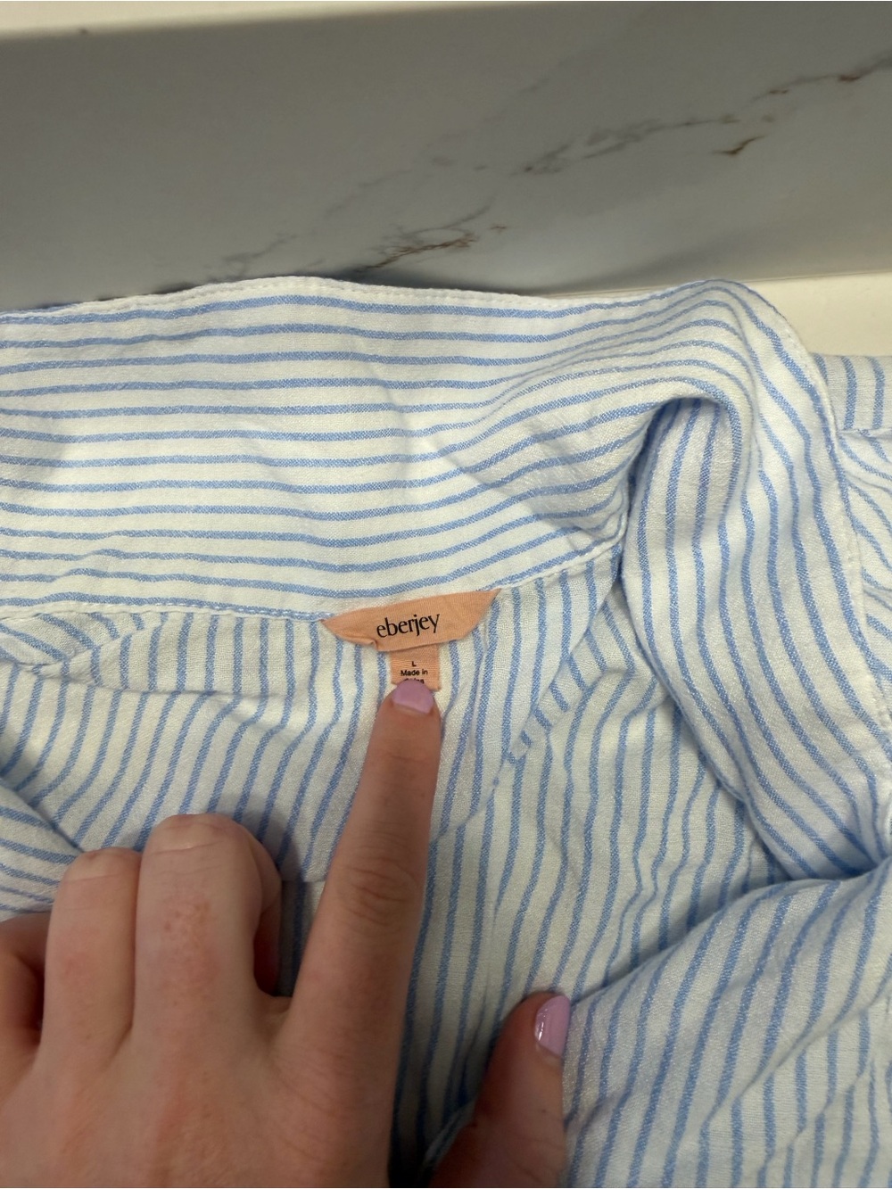 Eberjey Light Blue & White Striped Cotton Pajama Set - Picture 3 of 4